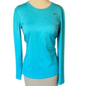Nike Women's Dri-Fit Long Sleeve Athletic T Shirt Aqua/Turquoise, Size M EUC